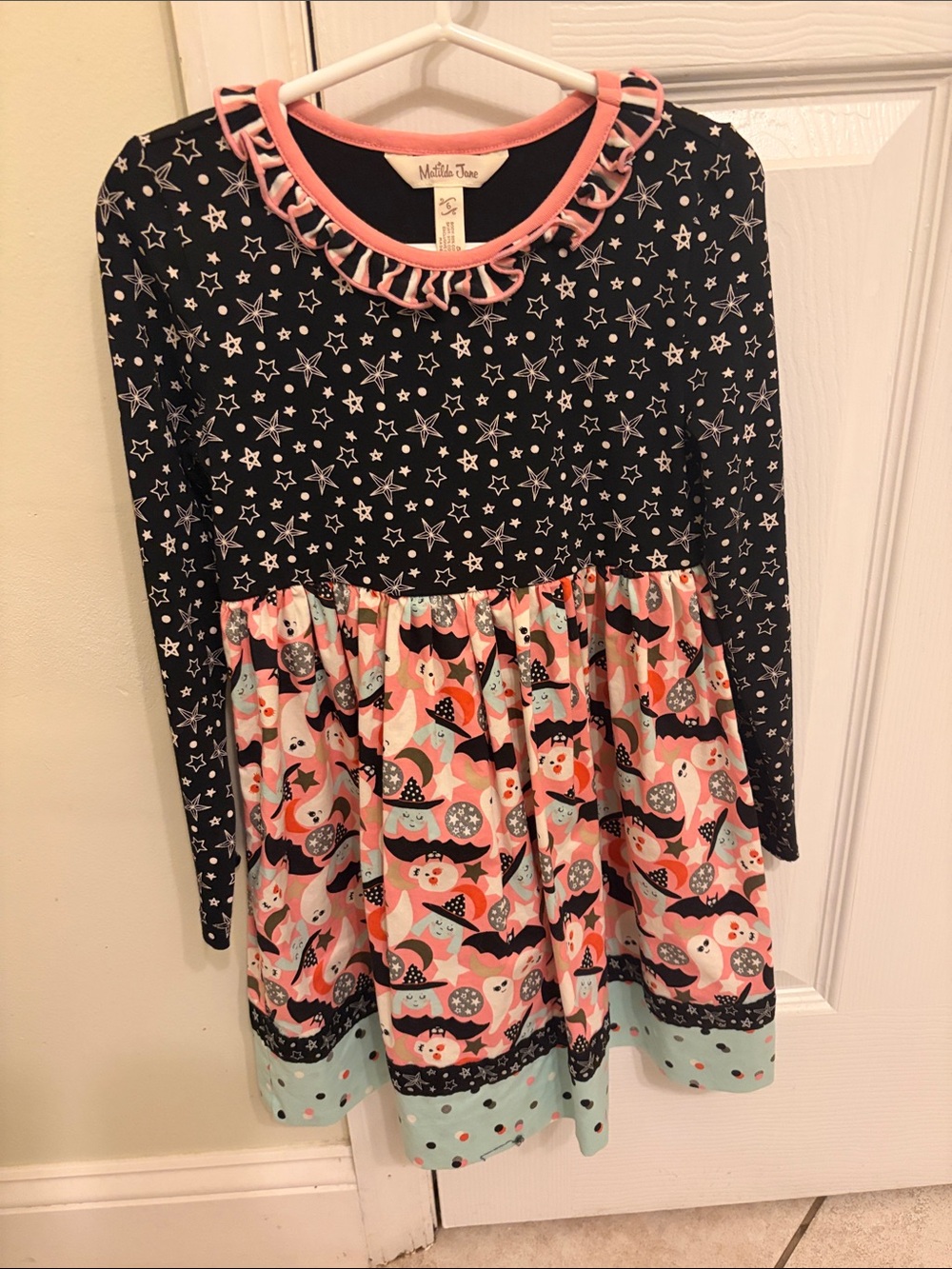 Matilda Jane Black Star skulls, ghost Pink Halloween dress